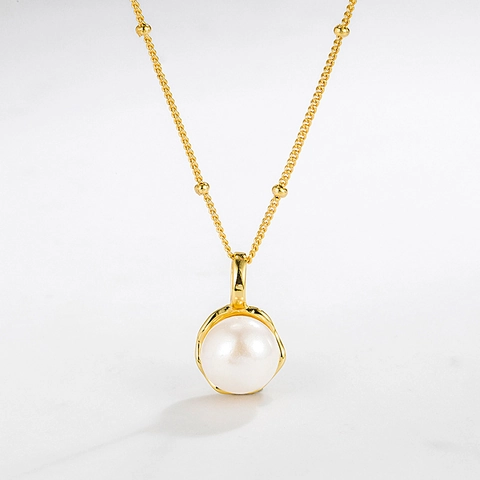 Collar de Plata de Ley 925 con Colgante de Perla de Agua Dulce Barroca para Mujer Estilo INS Minimalista Coreano Joyería