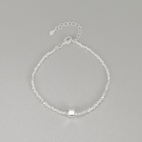 925 Sterling Silver Irregular Square Cube Bracelet For Women Minimalist Geometric Adjustable Wrist Chain Link Jewelry Gift