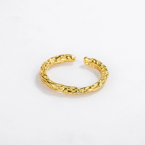 Anillo Abierto de Plata de Ley S925 con Textura de Lava Irregular Minimalista Ajustable para Mujer Joyería de Moda de Estilo Coreano