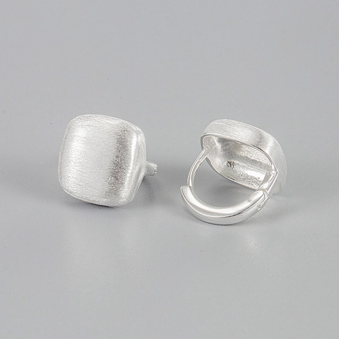 Orecchini a Cerchio Quadrati in Argento Sterling S925 Spazzolato Opaco da Donna Geometrici Minimalisti Gioielli Quotidiani Moda