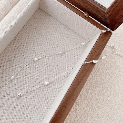 Elegante Collana in Argento Sterling 925 Incisa al Laser Chicco di Riso Minimalista Catena Sottile da Clavicola per Gioielli Donna