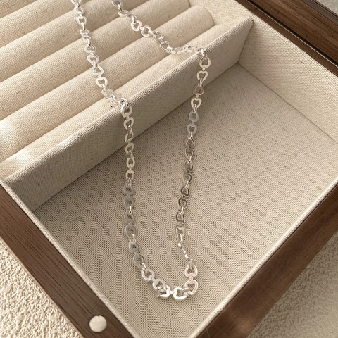 S925 Sterlingsilber Herz Gliederkette Für Damen Minimalistisch Koreanisch INS Stil Herzförmig Choker Modeschmuck Geschenk