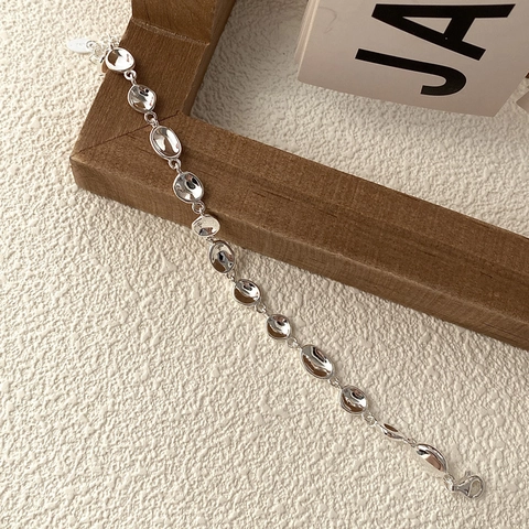S925 Sterlingsilber Unregelmäßige Bohne Armband Für Damen Minimalistischer ins Stil Handgemacht Schlichtes Silber 18K Vergoldet Schmuck