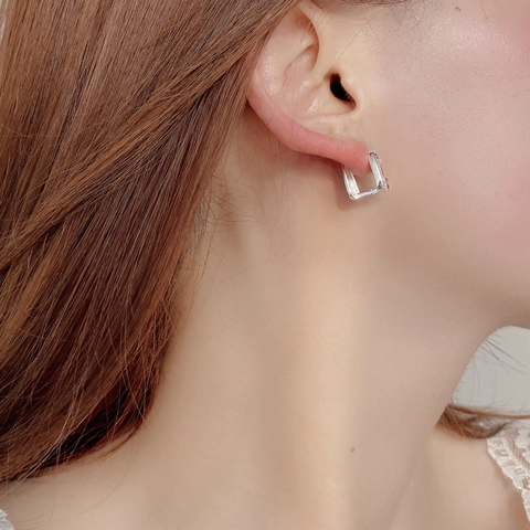 S925 Plata de Ley Circonia Colorida Pendientes Huggie Irregular Geométrico Forma de Queso Artístico Pequeños Aros Joyería para Mujer