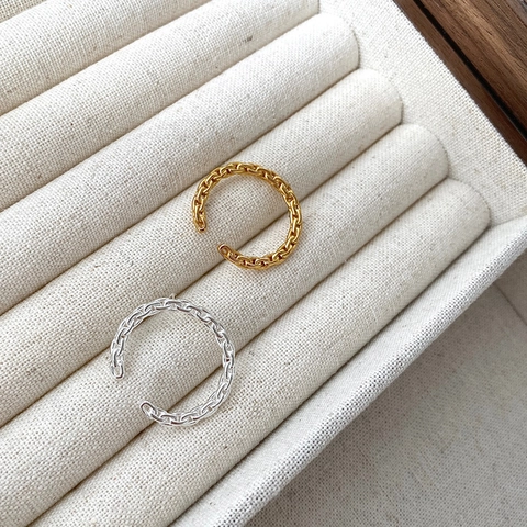 Minimalist 925 Sterling Silver Open Ring For Women Niche Design Chain Texture Adjustable Gold Silver Fashion Jewelry Finger Ring