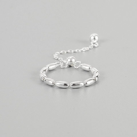 925 Sterlingsilber Perlenkette Ring Verstellbar Minimalistisch Olivenperle Stapelring Für Damen Zierlicher Modeschmuck Geschenk