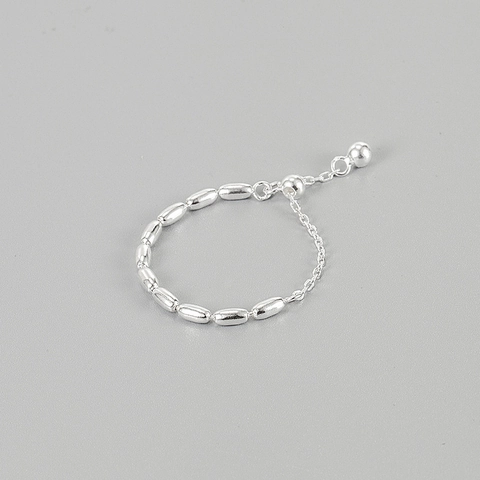 925 Sterlingsilber Perlenkette Ring Verstellbar Minimalistisch Olivenperle Stapelring Für Damen Zierlicher Modeschmuck Geschenk