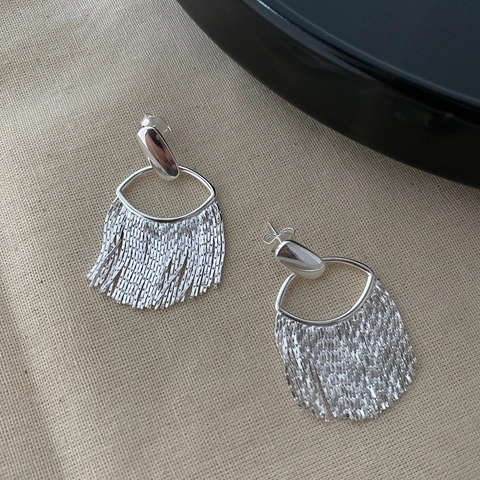 925 Sterling Silver Long Tassel Drop Earrings For Women Minimalist Geometric Hanging Fringe Fashion Jewelry Elegant Ear Accessory