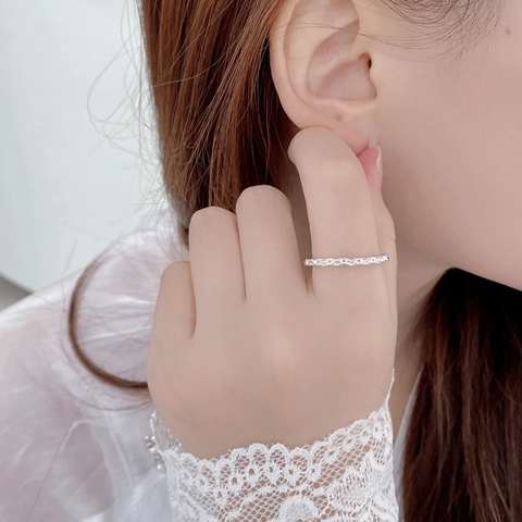 Minimalist 925 Sterling Silver Open Ring For Women Niche Design Chain Texture Adjustable Gold Silver Fashion Jewelry Finger Ring
