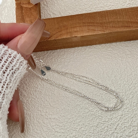 Bracciale A Catena Con Perline A Triplo Strato In Argento Sterling 925 Gioielli Luccicanti Minimalisti Da Donna