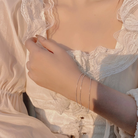 Bracciale A Catena Con Perline A Triplo Strato In Argento Sterling 925 Gioielli Luccicanti Minimalisti Da Donna