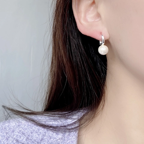 Elegantes Pendientes Colgantes de Plata de Ley 925 con Letra D y Perla Artificial para Mujer Joyas Minimalistas Estilo Coreano Oro Plata