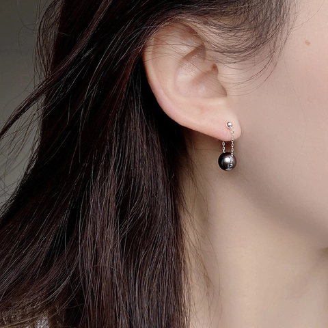 Pendientes de Botón de Plata de Ley S925 Con Perla Artificial Redonda Flotante para Mujer Joyería Minimalista Elegante Estilo INS