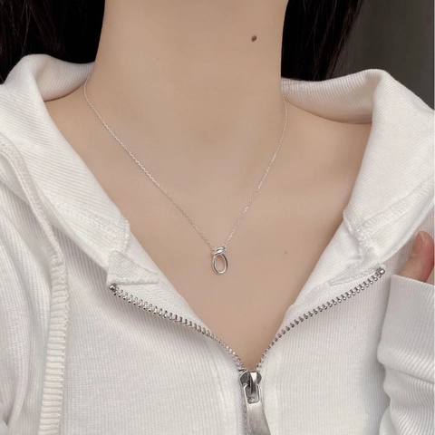 Collar Con Colgante de Nudo de Plata de Ley 925 Para Mujer Cadena de Clavícula Estilo Coreano Minimalista Joyería Regalo