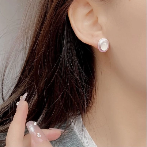 Pendientes de Botón Mate de Plata de Ley 925 Vintage para Mujer Ágata Negra Calcedonia Blanca Joyería Geométrica de Gemas