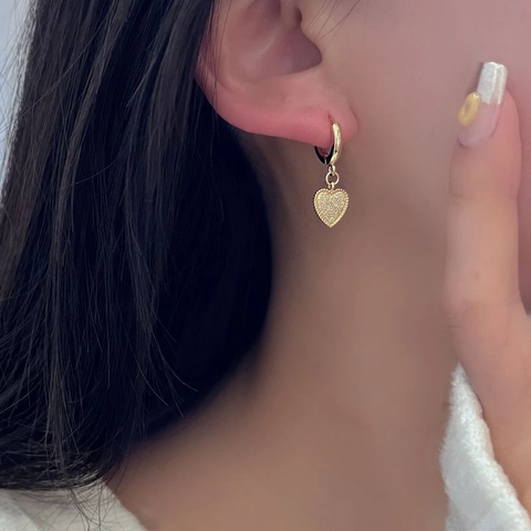 Pendientes de Aro en Forma de Corazón de Plata de Ley 925 Minimalistas para Mujer Textura Mate Joyería de Moda Regalo