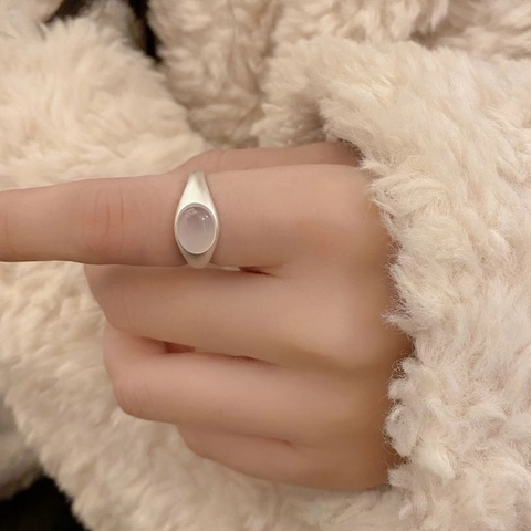 Neo-Chinese 925 Sterling Zilveren Ring Voor Dames Minimalistisch Mat Gezandstraald Ovaal Zwarte Onyx Witte Chalcedoon Verstelbare Open Ring Sieraden