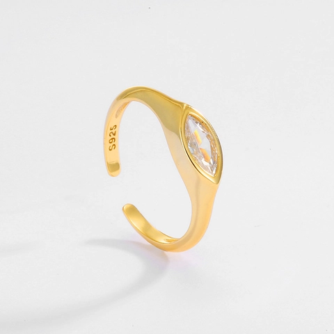 Anillo Ajustable Abierto De Plata De Ley S925 Con Marquesa Circonia Para Mujeres Diseño Minimalista Premium Joyería De Moda Nicho