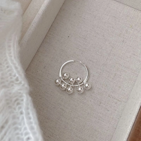 925 Sterling Zilveren Druiven Beaded Open Ring Minimalistisch Gepolijst Bal Cluster Verstelbare Ring Voor Vrouwen Sieraden Cadeau
