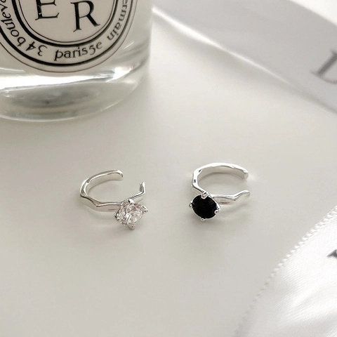 Ear Cuffs de Plata de Ley S925 Para Mujer Sin Agujero Minimalistas Forma de U Geométricos Incrustados de Strass Estilo Coreano