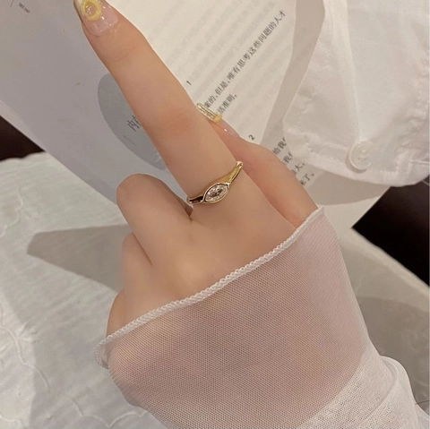 Anillo Ajustable Abierto De Plata De Ley S925 Con Marquesa Circonia Para Mujeres Diseño Minimalista Premium Joyería De Moda Nicho