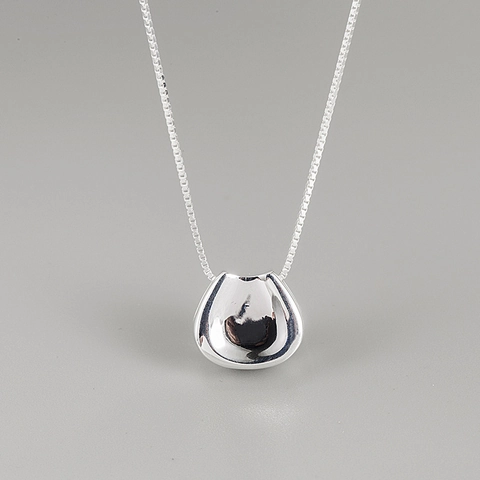 Collar con Colgante de Frijol de Plata de Ley S925 Minimalista para Mujer Elegante Cadena de Clavícula Geométrica Joyería de Regalo