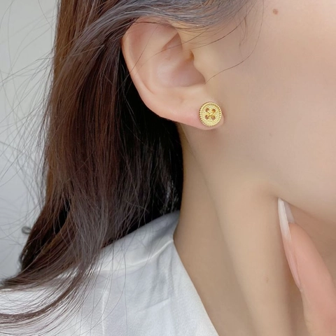 Boucles d'Oreilles Clous Bouton en Argent Sterling 925 Vintage pour Femmes Boucles d'Oreilles Rondes Géométriques Rétro