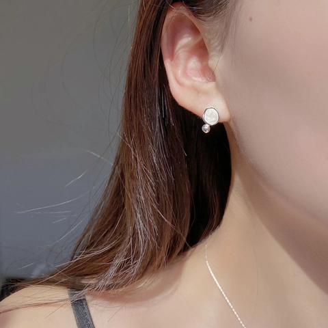 Französisches Vintage 925 Sterlingsilber Geometrisch Unregelmäßig Emaille Ohrstecker Für Damen Retro Runde Perle Schmuck