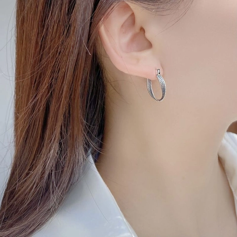Pendientes de Aro de Plata de Ley S925 de Diseño Único Trenzados Estilo Vintage Plata Envejecida Joyería para Mujer