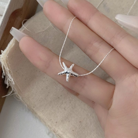 Collar con Colgante de Estrella de Mar de Plata de Ley S925 Diseño Minimalista de Nicho Gargantilla Chic para Mujer Joyería de Regalo