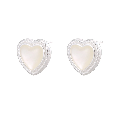 S925 Sterlingsilber Herz Ohrstecker Für Damen Mit Naturweißem Perlmutt Gehäuse Minimalistischer Frischer Schmuck Geschenk