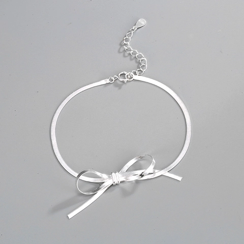 Bracciale a Fiocco in Argento Sterling 925 Minimalista per Donna Bracciale a Catena a Serpente Delicato Regolabile Gioielli di Classe Regalo