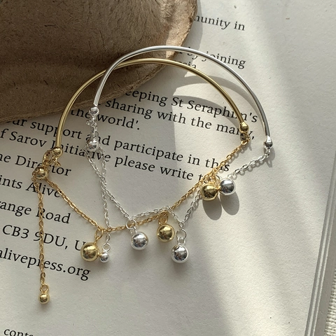 925 Sterling Silver Adjustable Ball Charms Bracelet Elegant Minimalist Jewelry For Women Delicate Hand Accessory Gift