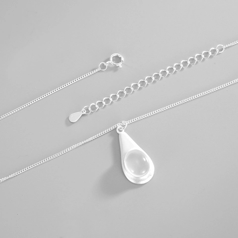 Collar con Colgante de Ágata en Forma de Gota de Agua de Plata de Ley 925 Minimalista Cadena de Clavícula Joyería Mujer