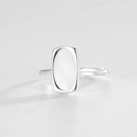 Anello in Argento Sterling S925 Madreperla per Donna Anello Aperto Regolabile Geometrico Gioielli da Dito Minimalisti di Lusso