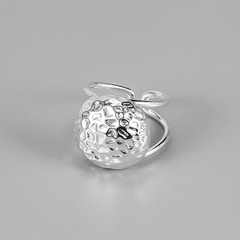 Anillo Abierto Minimalista de Plata de Ley 925 Textura Martillada Ajustable Geométrico Dome Anillo para Mujer Joyería