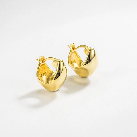 Pendientes de Aro Gruesos de Plata de Ley 925 para Mujer Retro Francés Minimalista Gota de Agua Geométrico en Forma de U Joyería Regalo