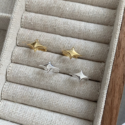 Pendientes de Aro de Estrella de Plata de Ley 925 Estilo INS Coreano Minimalista Oro Plata Joyería para Mujer Regalo