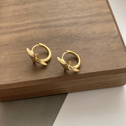 Pendientes de Aro de Estrella de Plata de Ley 925 Estilo INS Coreano Minimalista Oro Plata Joyería para Mujer Regalo