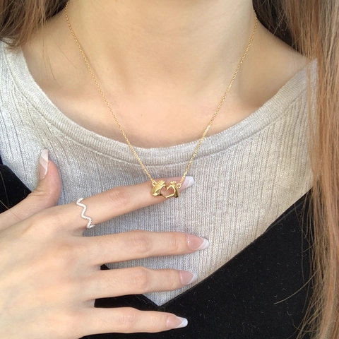 S925 Plata de Ley Corazón Manos Gesto Colgante Collar Vintage Minimalista Cadena de Clavícula Joyería Mujer Regalo San Valentín