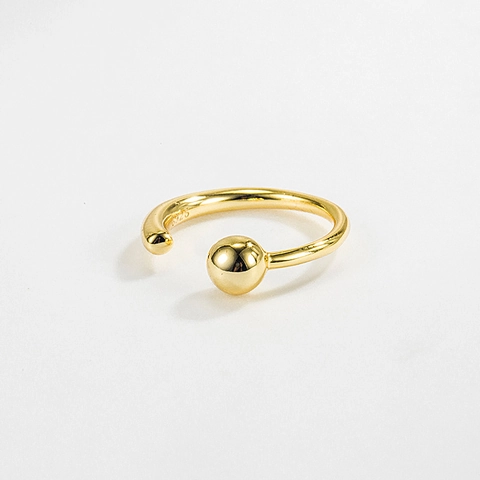 Minimalist 925 Sterling Silver Adjustable Ball Ring For Women Geometric Open Finger Ring Personalized Simple Jewelry Accessory