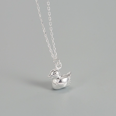 Collana con Ciondolo a Forma di Anatra in Argento Sterling 925 per Donna Ragazza Fresco Dolce Forma di Animale Gioielli Regalo