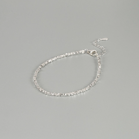 Bracciale in Pepite di Argento Sterling 925 Autentico per Donna Bracciale Charm Geometrico a Fetta Irregolare Fatto a Mano Gioielli Regalo Regolabili