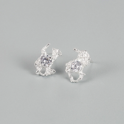 Französische Nischendesign S925 Sterlingsilber Unregelmäßige Lava Ohrstecker Für Damen Mit Strass Ästhetischer Schmuck