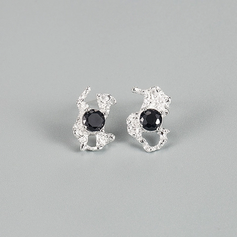 Französische Nischendesign S925 Sterlingsilber Unregelmäßige Lava Ohrstecker Für Damen Mit Strass Ästhetischer Schmuck