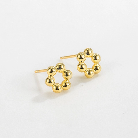 925 Sterling Silver Tiny Round Bead Cluster Flower Stud Earrings For Women Simple Elegant Minimalist 925 Silver Korean Jewelry Gift