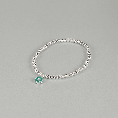 S925 Sterling Zilveren Kralen Armband Voor Vrouwen Koreaanse Chic Donut Emaille Hanger Armband Zoete Ronde Kralen Ketting Sieraden Cadeau