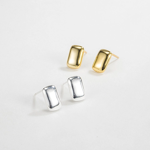Vintage Minimalistisch 925 Sterlingsilber Geometrische Rechteckige Ohrstecker Gold Silber Plattiert Elegant Mode Piercing Schmuck Für Damen