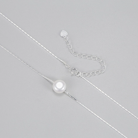 Collar de Plata de Ley 925 con Perla de Agua Dulce para Mujer Cadena de Clavícula Estilo Coreano Minimalista Joyería Regalo