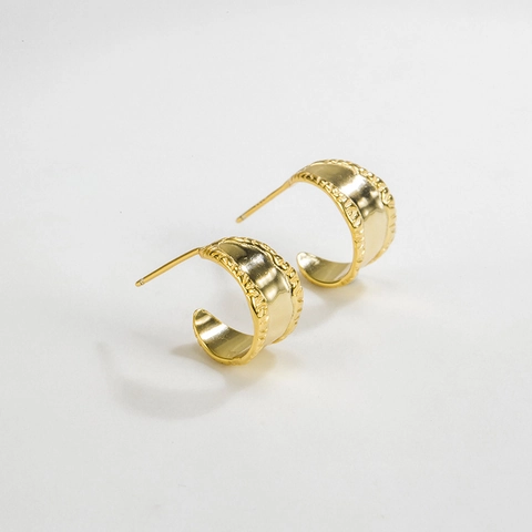 S925 Argent Sterling Boucles d'Oreilles Créoles Larges Femmes Minimaliste Plaqué Or 18K Vintage Texturé Forme U Bijoux
